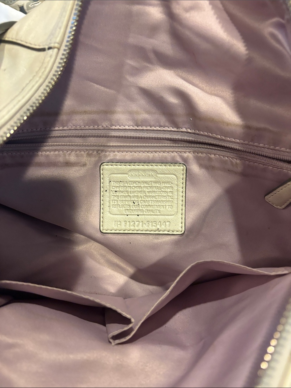 Coach pearlized bone color Leather purse - Picture 3 of 5